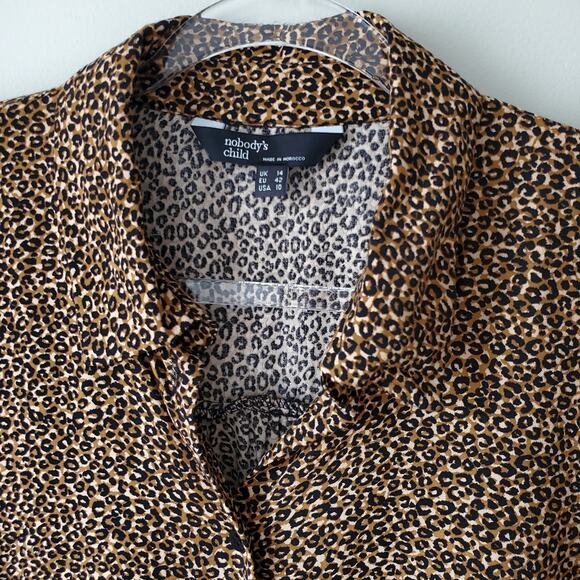 Women Nobody's Child Delia Blouse Top 10 Leopard Cheetah Neko Career Fall NEW - Picture 3 of 16